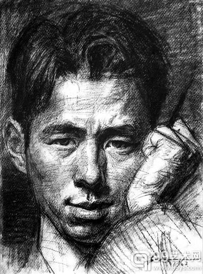 《自画像》 纸本 炭笔 1963年