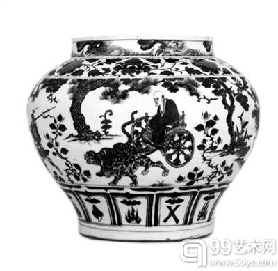 2005年7月12日，元青花“鬼谷子下山图”罐，在英国佳士得以2.3亿元人民币的天价拍出。