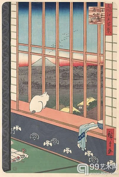 歌川广重,《Revelers Returned from the Tori no Machi Festival at Asakusa, from the series One Hundred Famous Views of Edo》,1857 纽约大都会艺术博物馆 @metmuseum