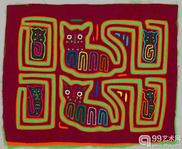含有 6 只猫的拼接上衣图案,1975 加拿大纺织博物馆 @TMCtoronto