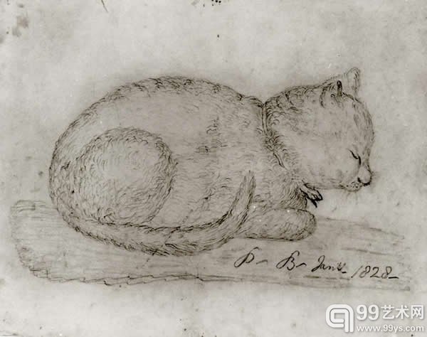 布伦威尔·勃朗特(Branwell Brontë)11 岁时画的素描,1828 勃朗特故居博物馆 @BronteParsonage