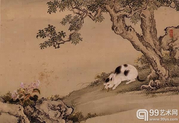 沈铨, 《Flowers, Birds and Animals: cat》 ,1740 凤凰城艺术博物馆 @phxart