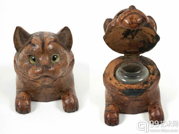 看起来略恐怖的猫形墨水瓶 伯明翰美术馆 @BM_AG