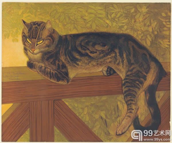Théophile-Alexandre Steinlen,《Summer - Cat on a Balustrade》,1909 纽约现代艺术博物馆(MoMA)@MuseumModernArt