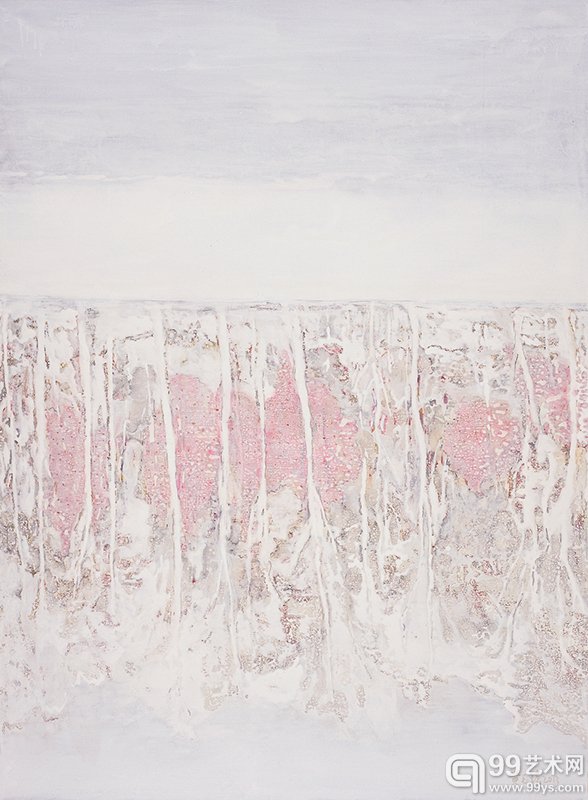 黄志琼作品 (白色风景-倒影）150x110cm.2013.布面混合材料