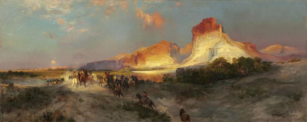 托马斯·莫兰(Thomas Moran)作品《Green River Cliffs, Wyoming》(1881)