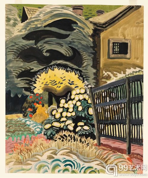 伯奇菲尔德(Charles Burchfield)作品《Noontide in Late May》(1917)
