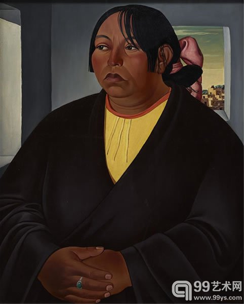 James Emil Bisttram作品《Pueblo Woman》(1932)