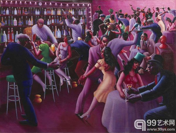 Archibald John Motley作品《Nightlife》(1943)