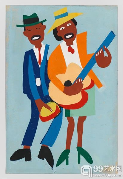 William H. Johnson作品《Blind Singer》(1942)