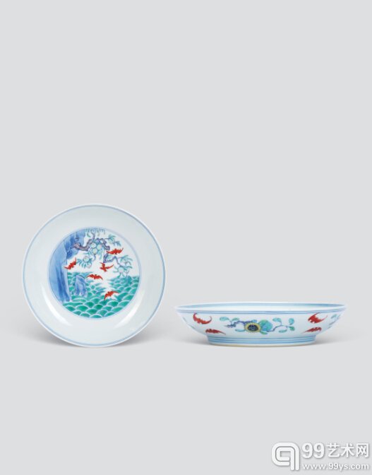 清雍正 斗彩碟 D:16.5cm
