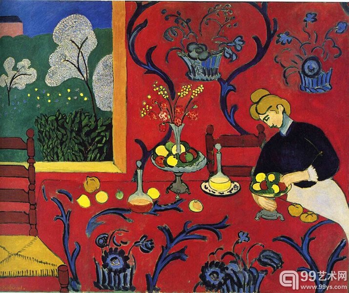 马蒂斯《红色餐桌》局部1908