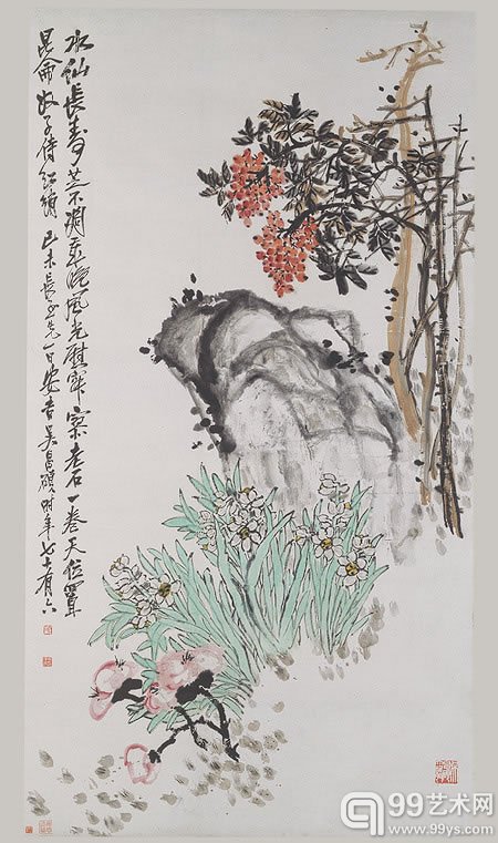 Wu Changshi《Spring Offerings》 1919作,大都会博物馆藏。