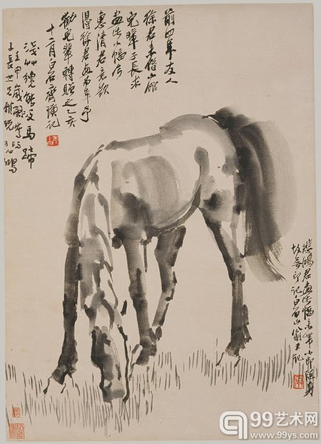 Xu Beihong 《Grazing Horse》 1932作,大都会博物馆藏。