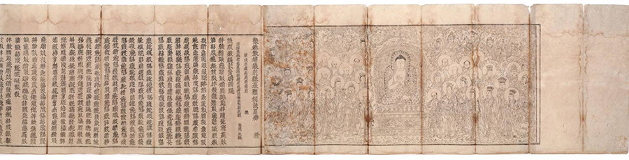 西夏文《大方广佛华严经册》,西夏~元,高33厘米,宽12厘米,33开,经摺装,安思远藏。