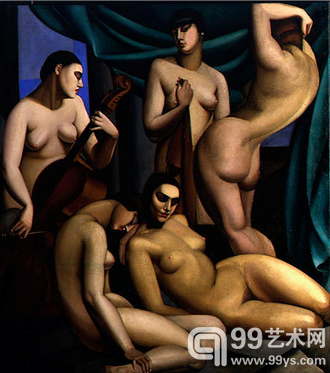  塔玛拉·德兰陂卡（Tamara De Lempicka）《节奏》（Rythm）， 布面油画，160x144 cm，1924年。TAMARA DE LEMPICKA