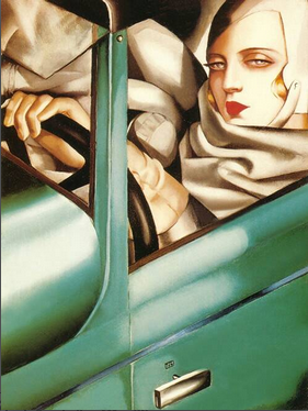 塔玛拉德兰陂卡(Tamara De Lempicka)《我的肖像》(My Portrait)，木板油画，35x27cm，1929年，私人收藏。TAMARA DE LEMPICKA