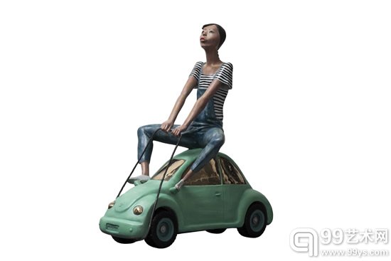 骑着汽车去谈恋爱 Fall in love while riding a car 铜 Bronze 63x60x35cm 2014