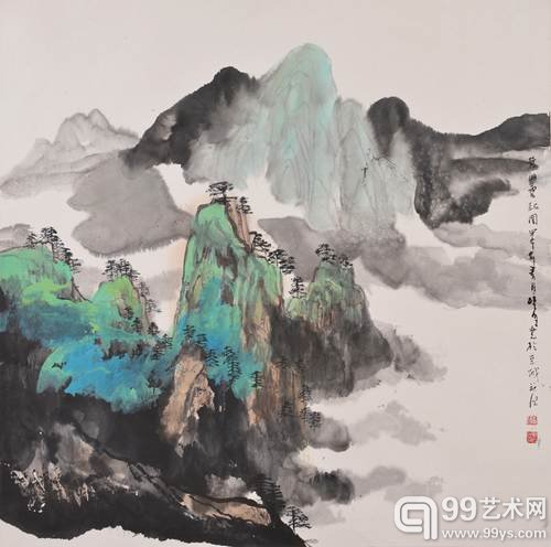 黄山云起图  69cm×69cm  2014年作