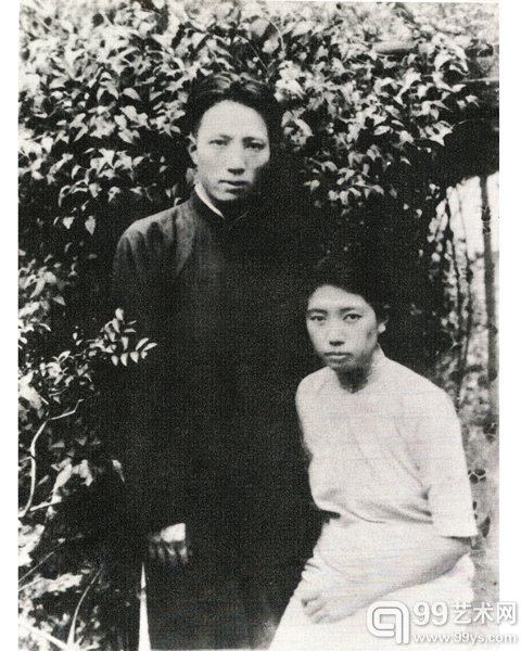 傅抱石与夫人罗时慧（约摄于二十世纪30年代初）