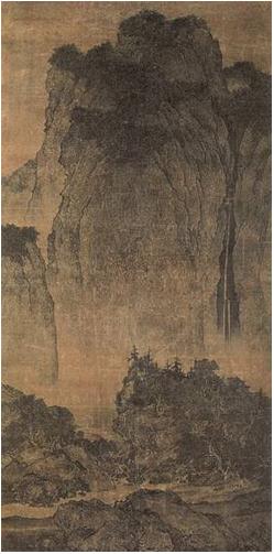 溪山行旅图 范宽 轴 绢本 设色 206.3 cm×103.3 cm 台北故宫博物院藏