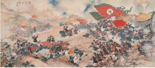 刘凌沧 淝水大战，87.5 cm×220cm， 1977年