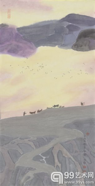 范琛 《空山放歌自家听》，35x69cm，纸本设色，2014