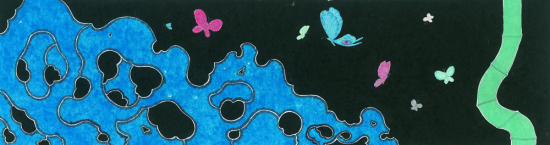 刘琦 《碟·竹·石》，180x48cm，纸本设色，2014