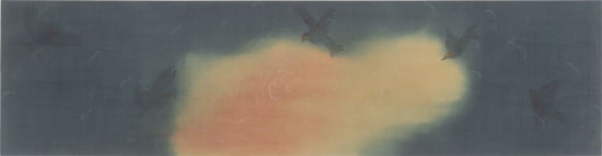 涂少辉 《云蒸霞蔚系列之一》，157cm×41cm， 绢本，2014年