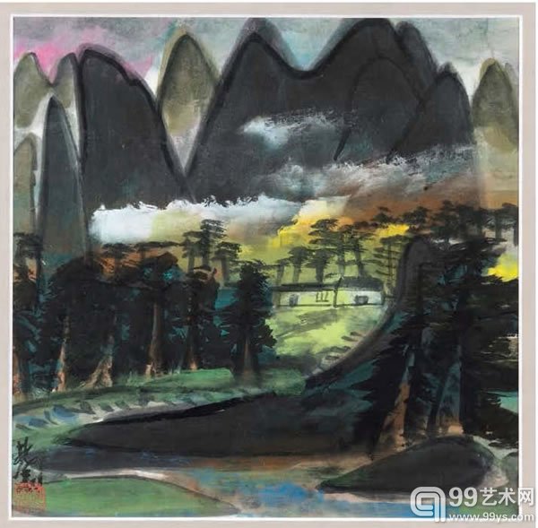 林风眠（1900-1991） 风景 设色纸本 34.4×34.3 cm RMB：210,000-273,000 着录：《林风眠绘画展》日本 东京西武百货店，1986年。