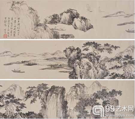 溥儒《轻舟渡修峡》