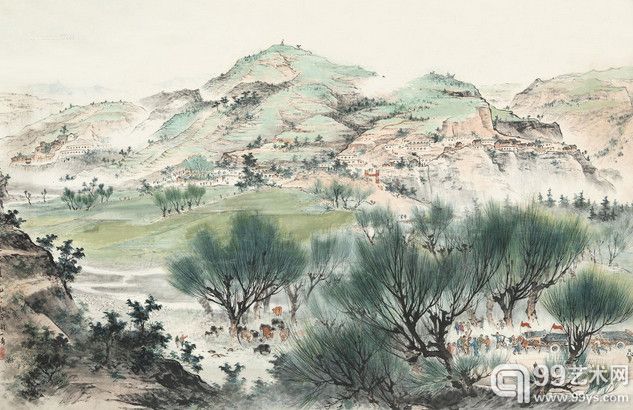 陶一清 1961年作 蔡家崖 立轴	