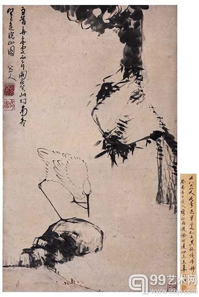 八大山人清《竹石白鹭》
