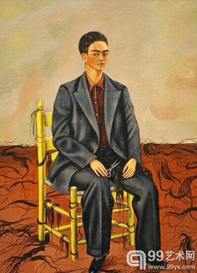 弗里达·卡罗的作品《头发散落在地的自画像》