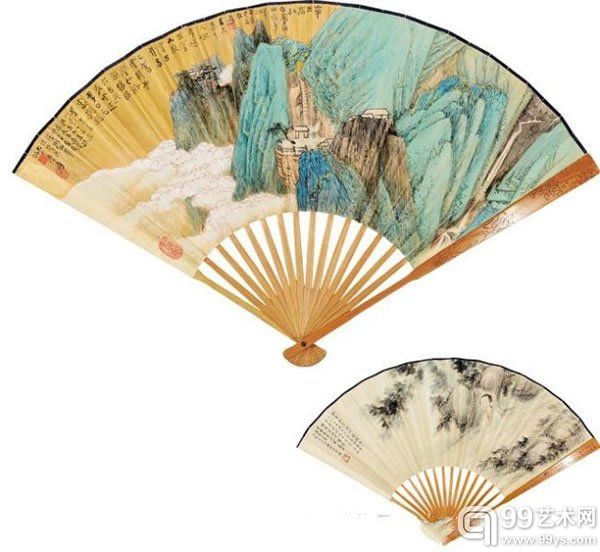 张大千、冯超然-金璧双辉—华岳高秋·仕女