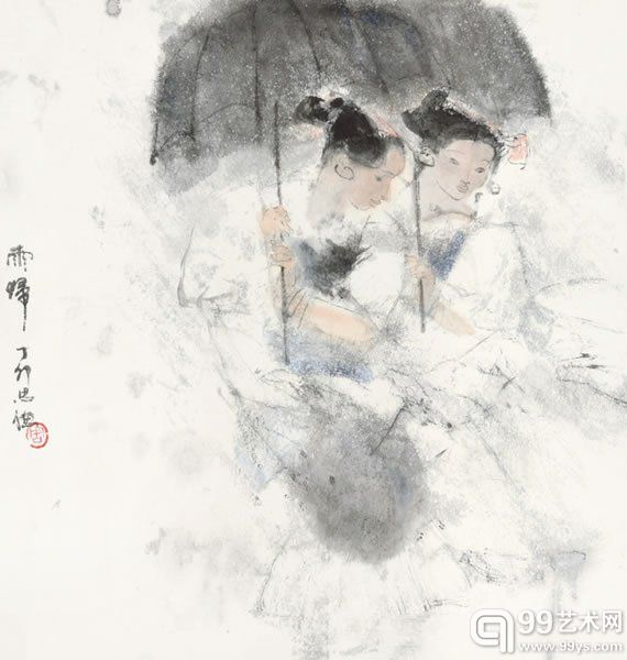 周思聪雨归纸本镜心69×65cm