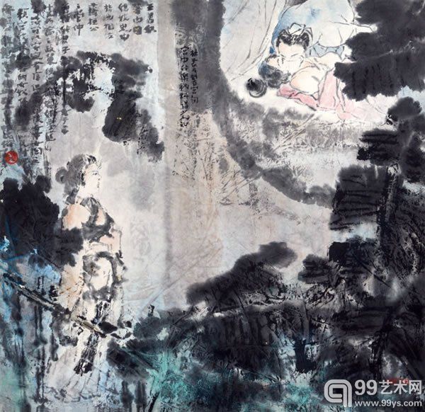 杨善深宫中行乐图纸本镜心33×34cm