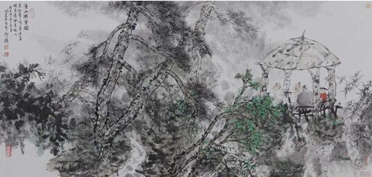  　王明明 溪山兴会图 68.5×137.5cm 设色纸本 镜心