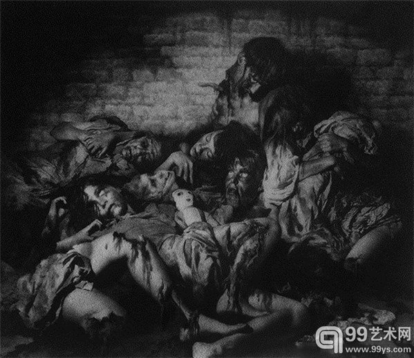 “1914年的家庭圣诞聚会”(A Family Xmas 1914),作于二战后 13 年,也是莫滕森最怪诞、最具嘲讽色彩的作品。