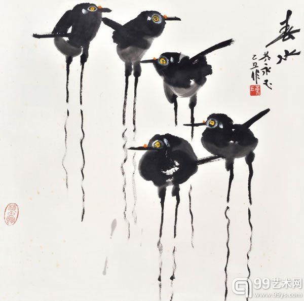 黄永玉 春水图纸本立轴68 × 68 cm