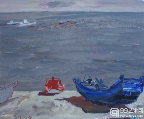 程晓光  《旅顺渔港2》  布面油画   2014、8、26