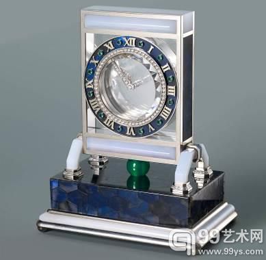 卡地亚水晶，钻石和宝石神秘钟年份约1980高139mm.