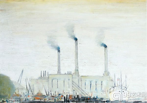 即将一同展出的LS·洛瑞画作《格林威治德特福德电站》