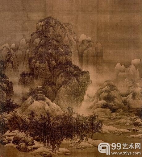 范宽作《雪景寒林图》(局部)