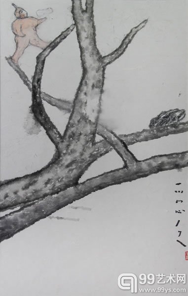 COCO Art-《无独1》 纸上水墨设色 57×35cm  2013