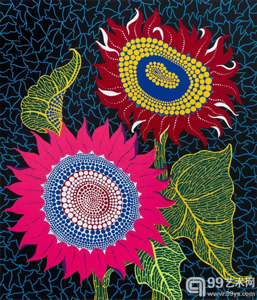 华氏画廊 ----草间弥生 太阳花 58x48cm 丝网版画 1989年