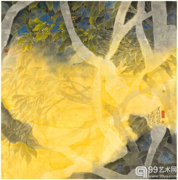 艺术仓库-叶永昶，金秋雅聚，84x84，纸本设色