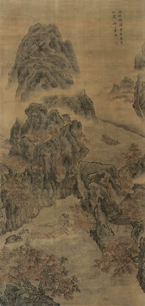 袁江 巫峡秋涛绢本立轴144 × 68 cm