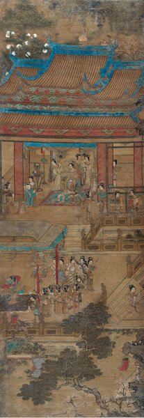 佚名 九重凤仪图绢本立轴173 × 59 cm