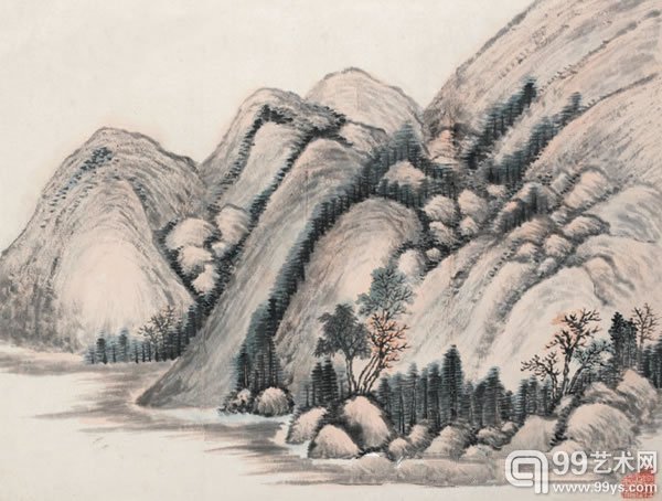 戴有恒 富春山色纸本立轴27 × 36 cm
